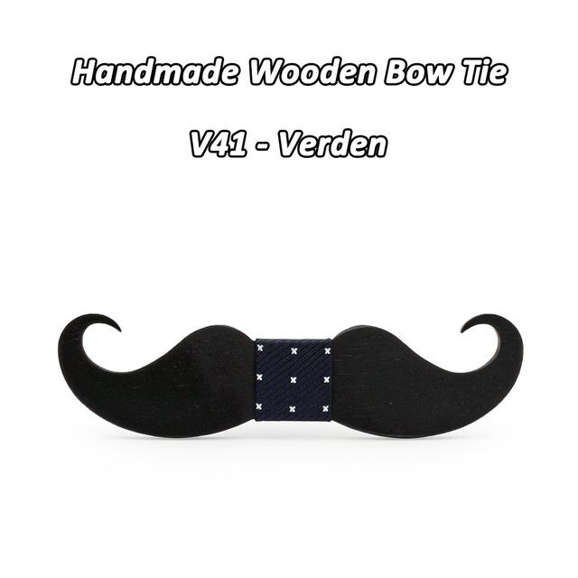 Handmade Mustache Wooden Bow Tie-Wooden Gallery