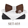 Wooden Bow Tie Cufflinks Kerchief Preferential Set-Wooden Gallery