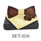 Wooden Bow Tie Cufflinks Kerchief Preferential Set-Wooden Gallery